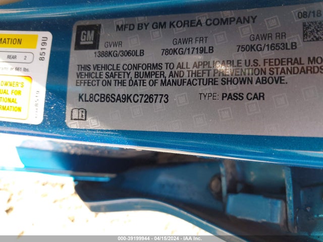 Chevrolet Spark Ls Cvt 2019 KL8CB6SA9KC726773 Image 9