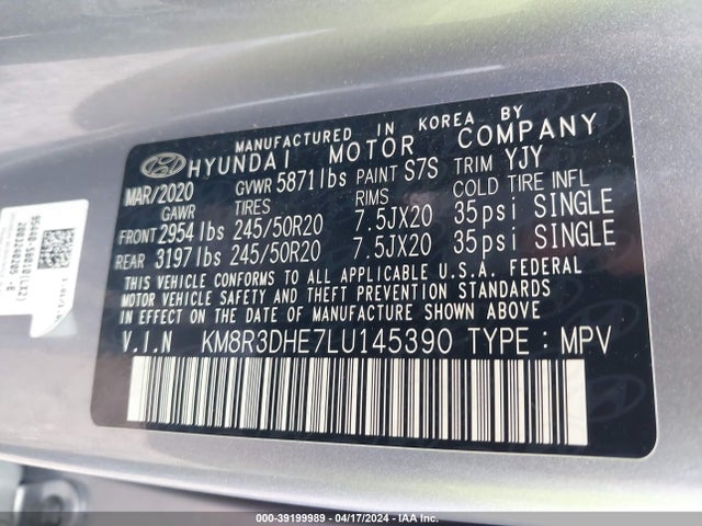 Hyundai Palisade Sel 2020 KM8R3DHE7LU145390 Image 9