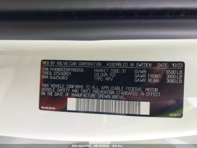 YV4H60CE6R1190058 Volvo Xc90 Recharge Plug-in Hybrid T8 Plus Bright Theme 7-seater
