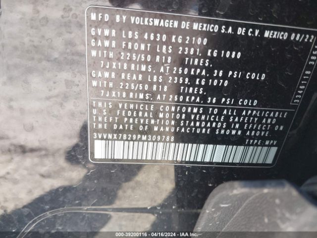 3VVNX7B29PM309788 Volkswagen Taos 1.5t Se