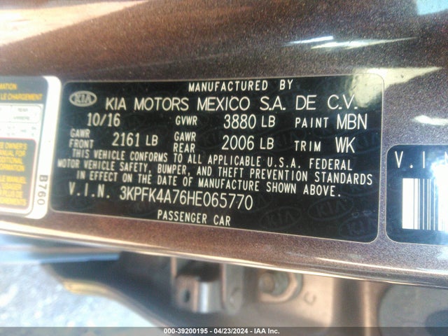 KIA FORTE LX 2017 3KPFK4A76HE065770 Image 9