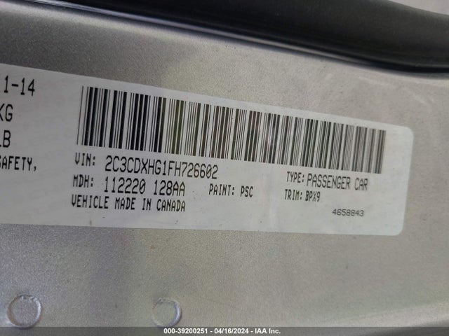 Dodge Charger Sxt 2015 2C3CDXHG1FH726602 Image 9