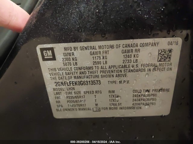 Chevrolet EQUINOX LT 2016 2GNFLFEK0G6313573 Image 9