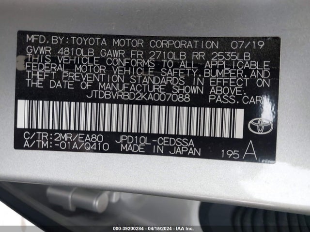 Toyota Mirai 2019 JTDBVRBD2KA007088 Image 9
