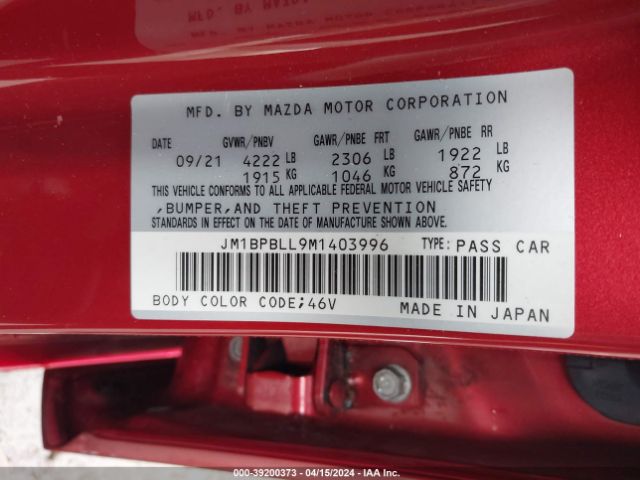 JM1BPBLL9M1403996 Mazda Mazda3 Preferred