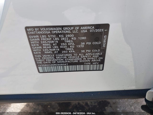 1V2DR2CA5RC505047 Volkswagen Atlas 2.0t Se
