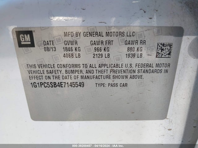 Chevrolet Cruze 1lt Auto 2014 1G1PC5SB4E7145549 Image 9