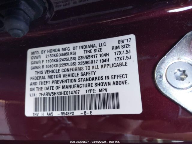 7FARW5H33HE014767 Honda CR-V LX
