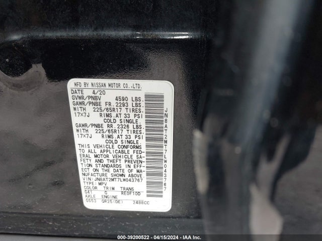 Nissan Rogue Sv Fwd 2020 JN8AT2MT7LW043767 Image 9
