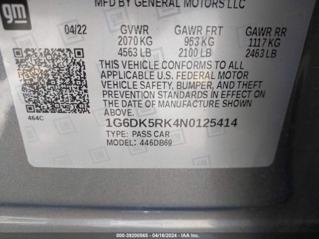 1G6DK5RK4N0125414 Cadillac Ct4 Luxury