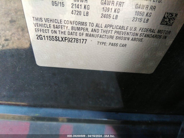 Chevrolet Impala 1lz 2015 2G1155SLXF9278177 Image 9