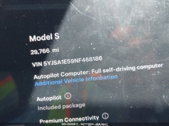 5YJSA1E59NF468186 Tesla Model S Dual Motor All-wheel Drive