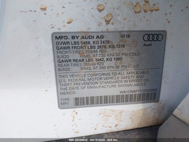 WA1CNAFY7J2224898 Audi Q5 2.0t Premium/2.0t Tech Premium