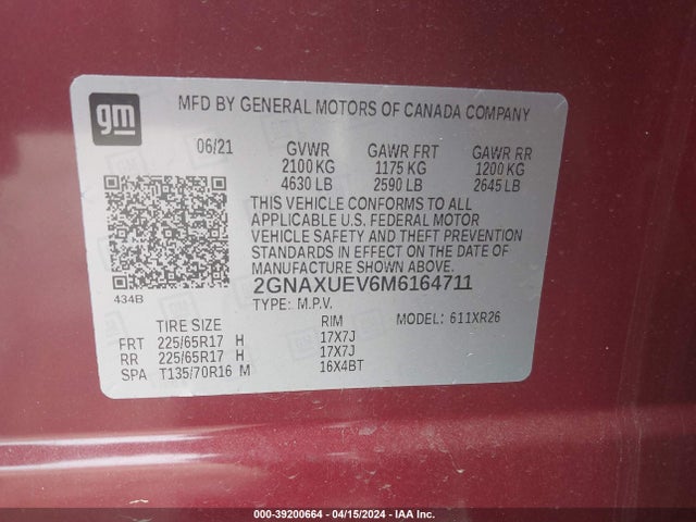 Chevrolet Equinox Awd Lt 2021 2GNAXUEV6M6164711 Image 9