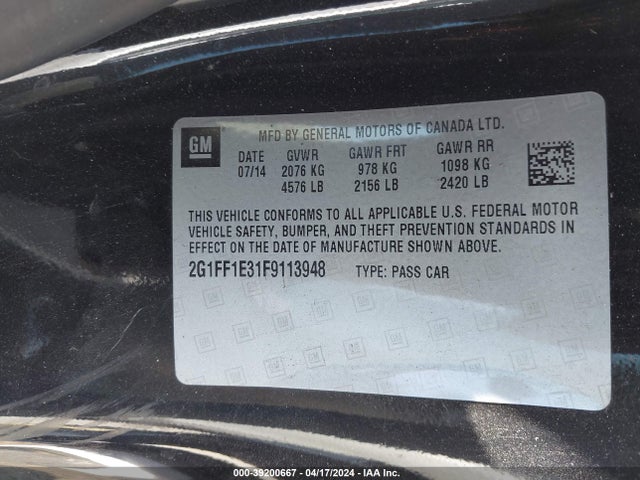 Chevrolet Camaro 2lt 2015 2G1FF1E31F9113948 Image 9