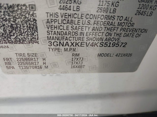 Chevrolet EQUINOX LT 2019 3GNAXKEV4KS519572 Image 9