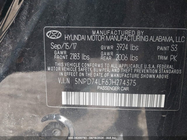 Hyundai ELANTRA SE 2018 5NPD74LF6JH274375 Image 9
