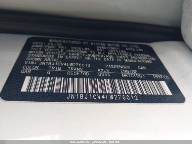 JN1BJ1CV4LW276012 Nissan Rogue Sport Sv Fwd Xtronic Cvt