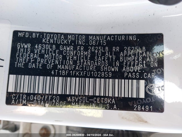 Toyota CAMRY SE 2015 4T1BF1FKXFU102859 Image 9