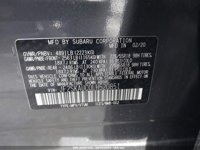 Subaru Forester Limited 2020 JF2SKAUC0LH520851 Image 9