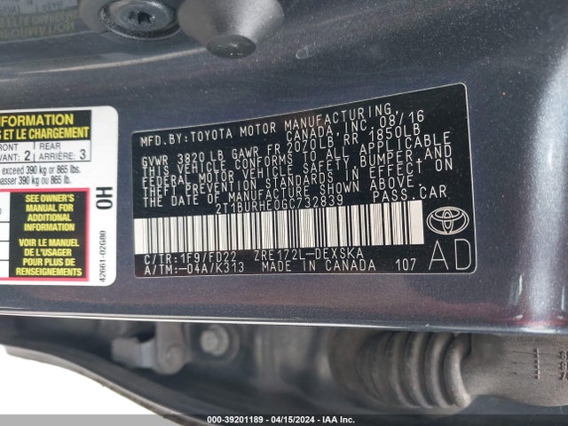 Toyota Corolla S Plus 2016 2T1BURHE0GC732839 Image 9