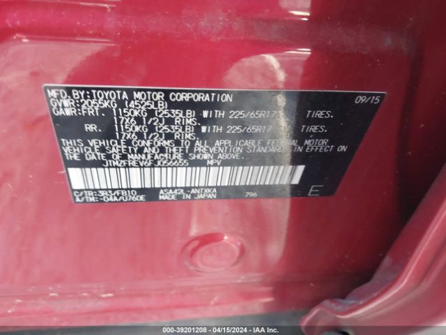 JTMZFREV6FJ056655 Toyota RAV4 LE