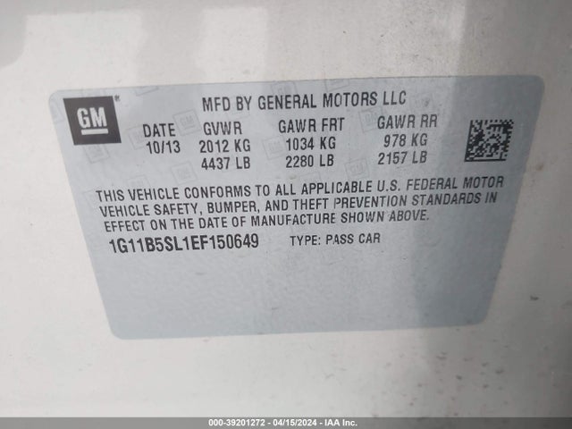 Chevrolet Malibu 1ls 2014 1G11B5SL1EF150649 Image 9