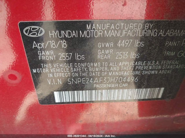 Hyundai SONATA SE 2018 5NPE24AF3JH704496 Image 9