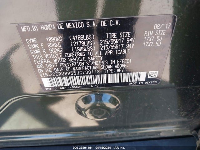 Honda HR-V EX 2018 3CZRU6H55JG700148 Image 9
