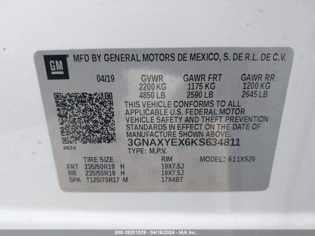Chevrolet Equinox Premier 2019 3GNAXYEX6KS634811 Image 9