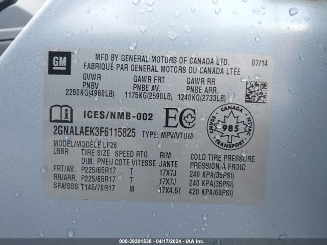Chevrolet EQUINOX LS 2015 2GNALAEK3F6115825 Image 9