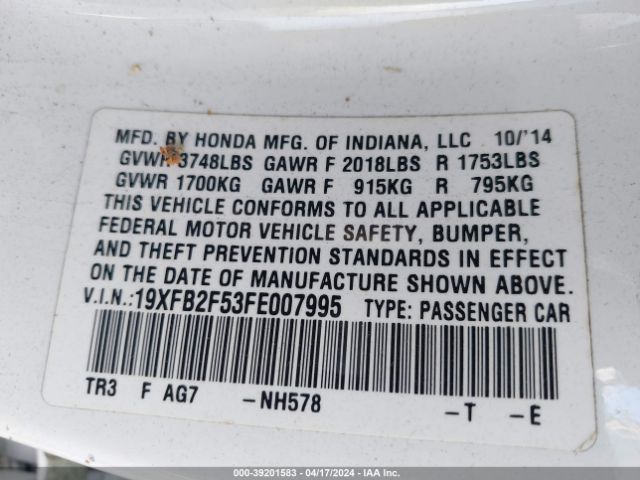 19XFB2F53FE007995 Honda Civic Lx