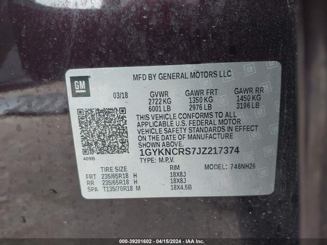 1GYKNCRS7JZ217374 Cadillac XT5 LUXURY
