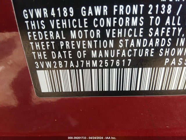 3VW2B7AJ7HM257617 Volkswagen Jetta 1.4t S