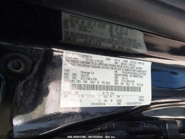 Ford FOCUS SE 2014 1FADP3K25EL277199 Image 9
