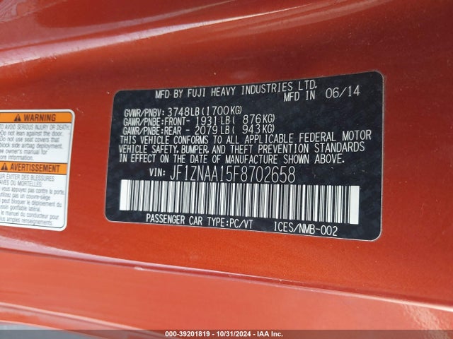 JF1ZNAA15F8702658 Scion FR-S