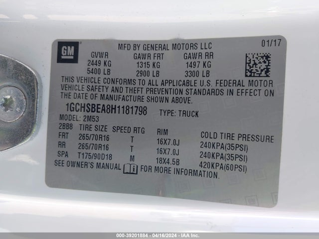 Chevrolet Colorado Wt 2017 1GCHSBEA8H1181798 Image 9