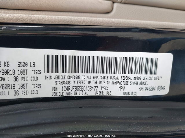 Jeep Grand Cherokee Limited 2014 1C4RJFBG5EC458477 Image 9