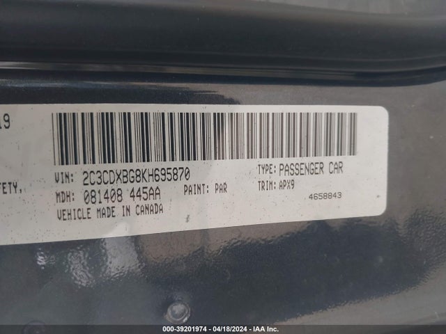 Dodge Charger Sxt Rwd 2019 2C3CDXBG8KH695870 Image 9