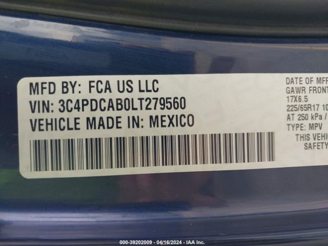 3C4PDCAB0LT279560 Dodge Journey Se Value