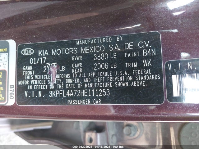 KIA FORTE LX 2017 3KPFL4A72HE111253 Image 9