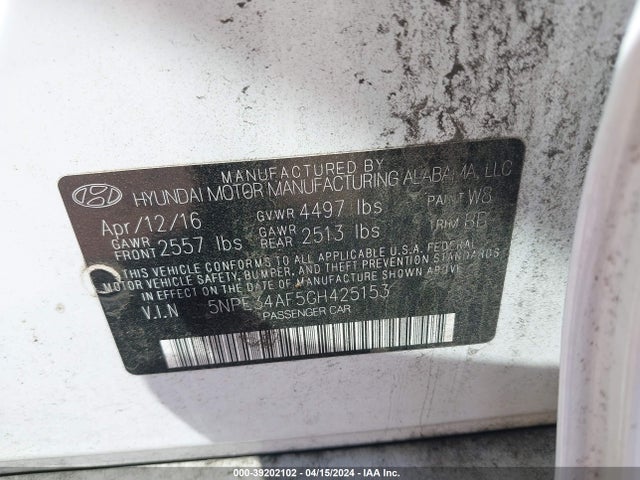 5NPE34AF5GH425153 Hyundai Sonata Sport