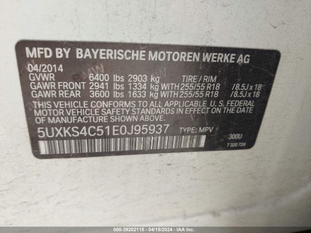 5UXKS4C51E0J95937 BMW X5 Xdrive35d