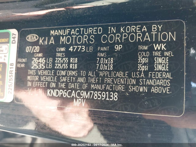 KIA SPORTAGE S 2021 KNDP6CAC9M7859138 Image 9