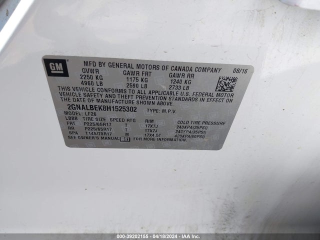 Chevrolet EQUINOX LS 2017 2GNALBEK8H1525302 Image 9
