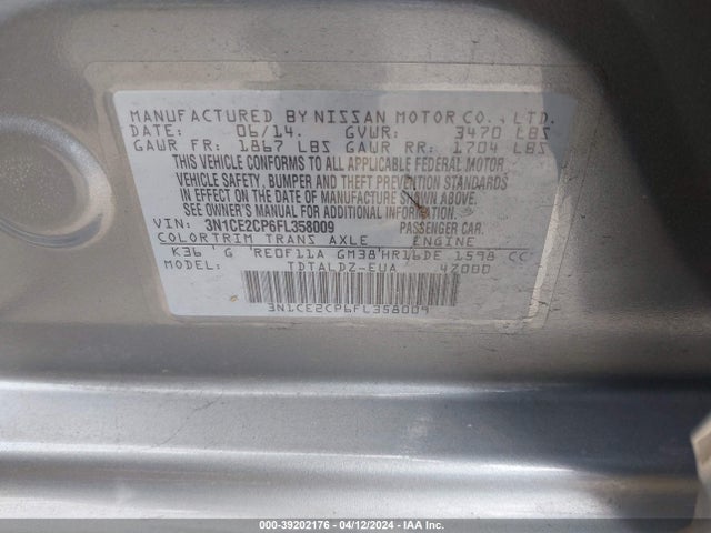 Nissan Versa Note Sv 2015 3N1CE2CP6FL358009 Image 9