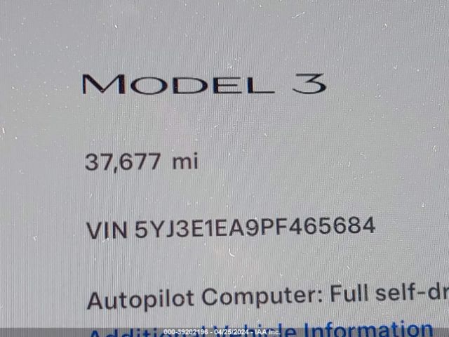 5YJ3E1EA9PF465684 Tesla Model 3 Rear-wheel Drive