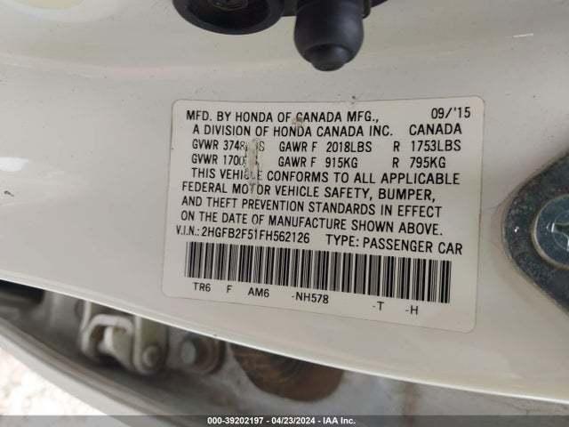 Honda Civic Lx 2015 2HGFB2F51FH562126 Image 9