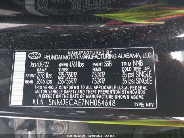 Hyundai Tucson Limited 2022 5NMJECAE7NH084648 Image 9
