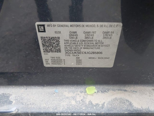 Chevrolet Silverado 1500 2lz 2018 3GCUKSEC9JG285806 Image 9